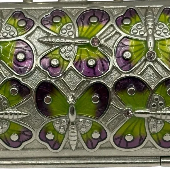 Neiman Marcus Butterfly Metal Purse Keychain Fob Pill Trinket Box Judith Leiber - Picture 10 of 16